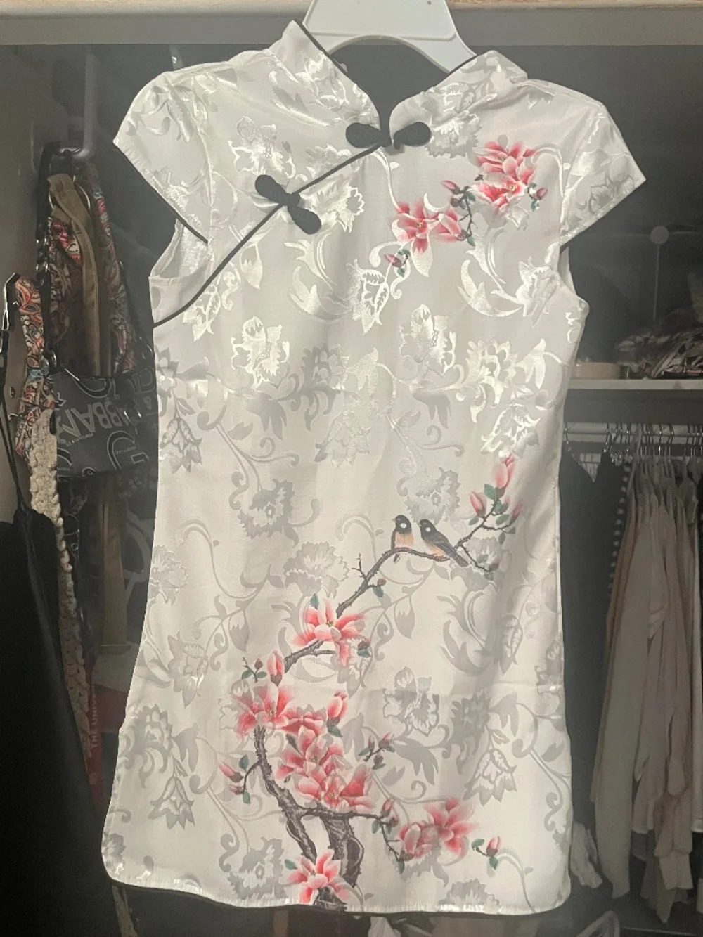 Girls Asian dress floral white Chinese quipao cheongsam size 4/5 6/7
